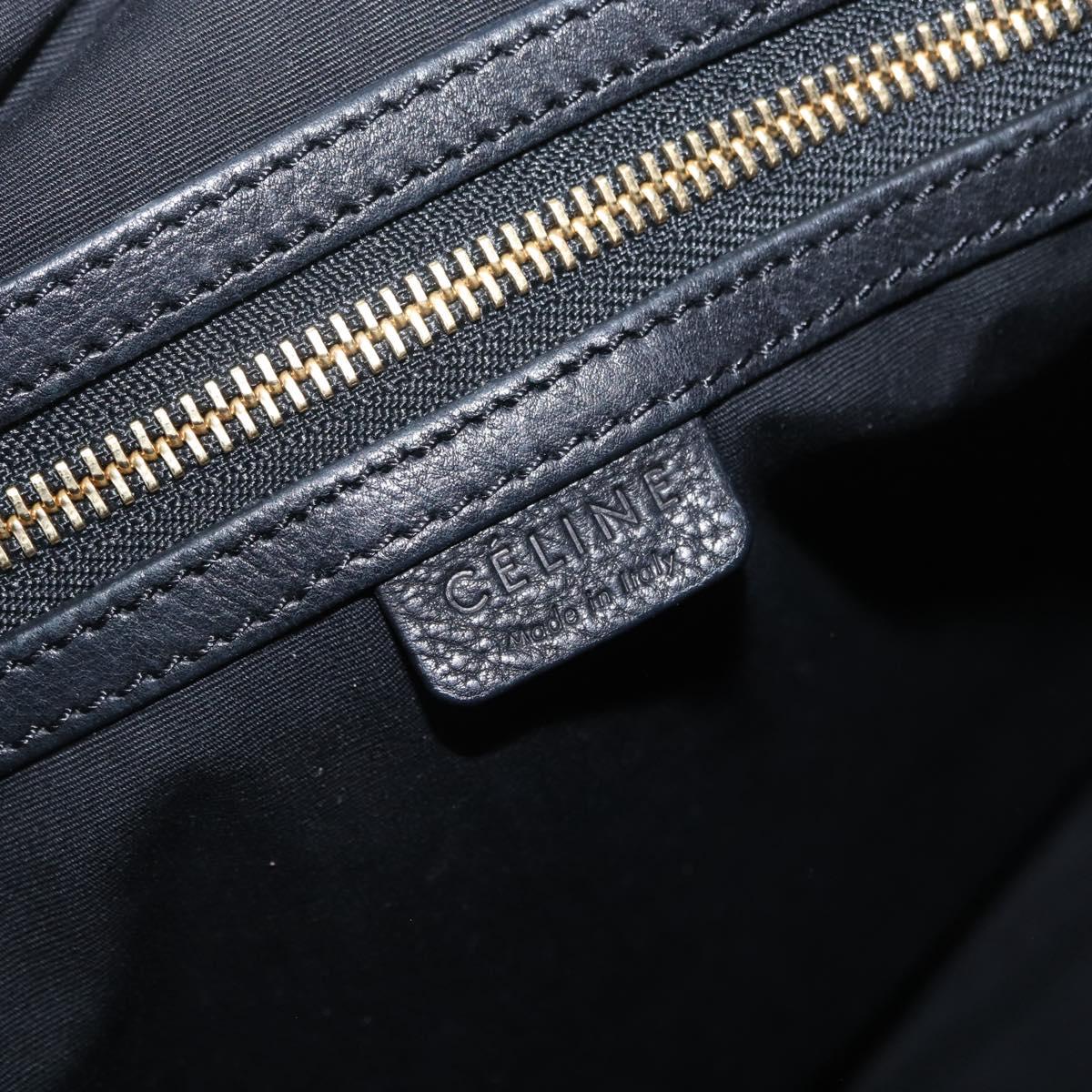 CELINE Shoulder Bag Leather Black Gold Auth 157472