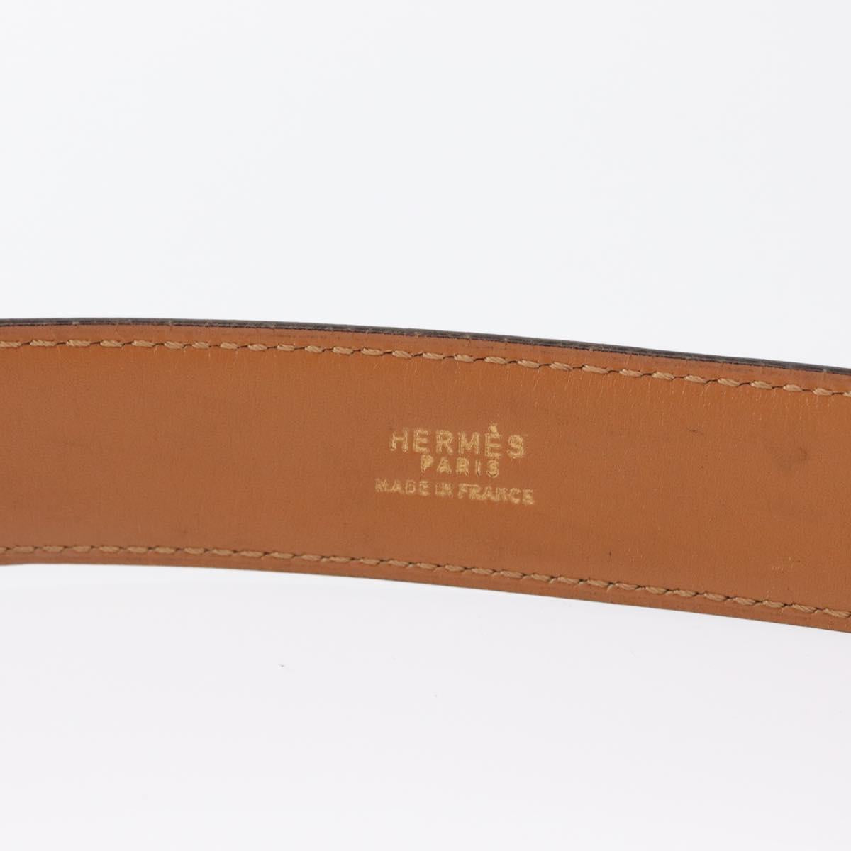HERMES Belt Leather Black Gold Auth 157483