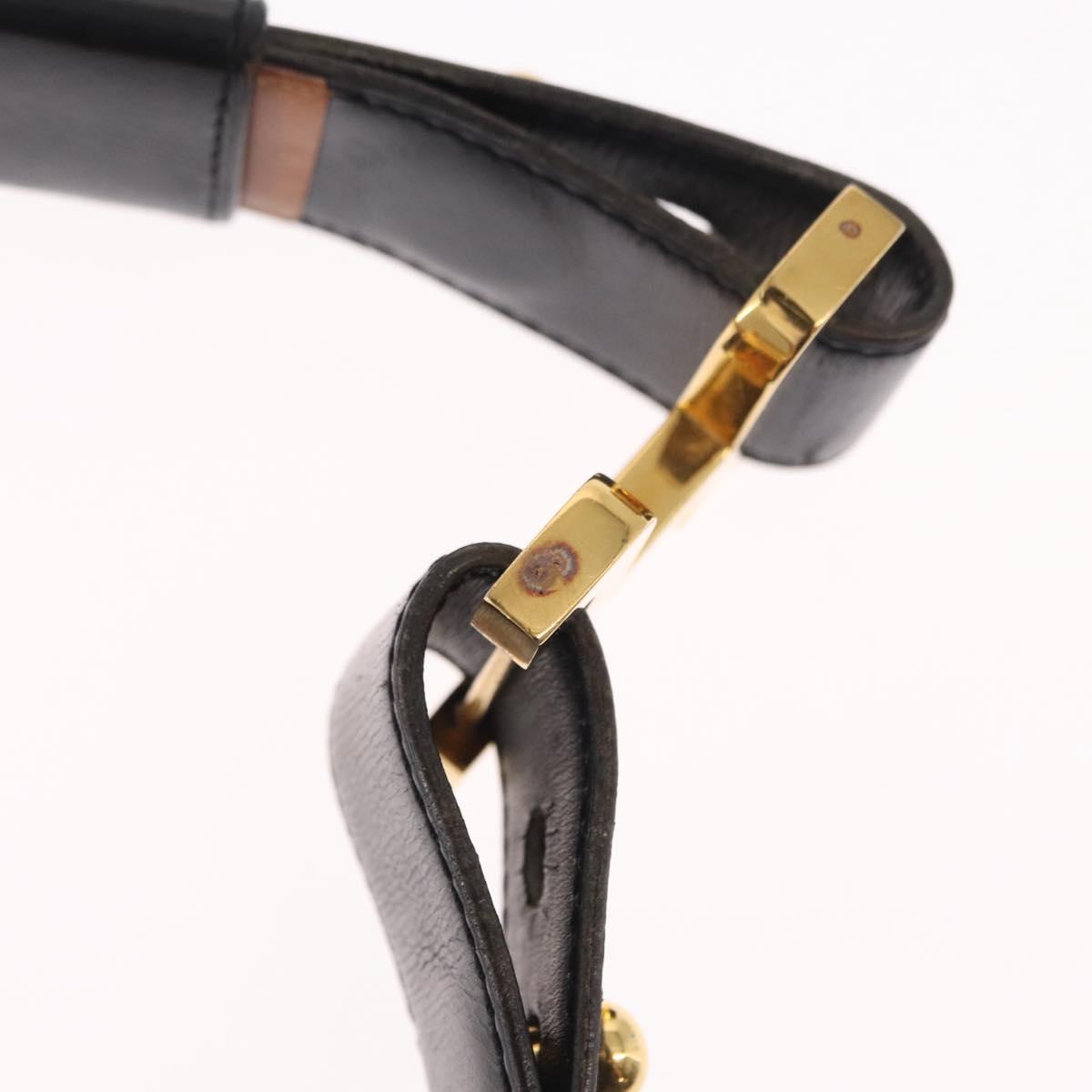 HERMES Belt Leather Black Gold Auth 157483