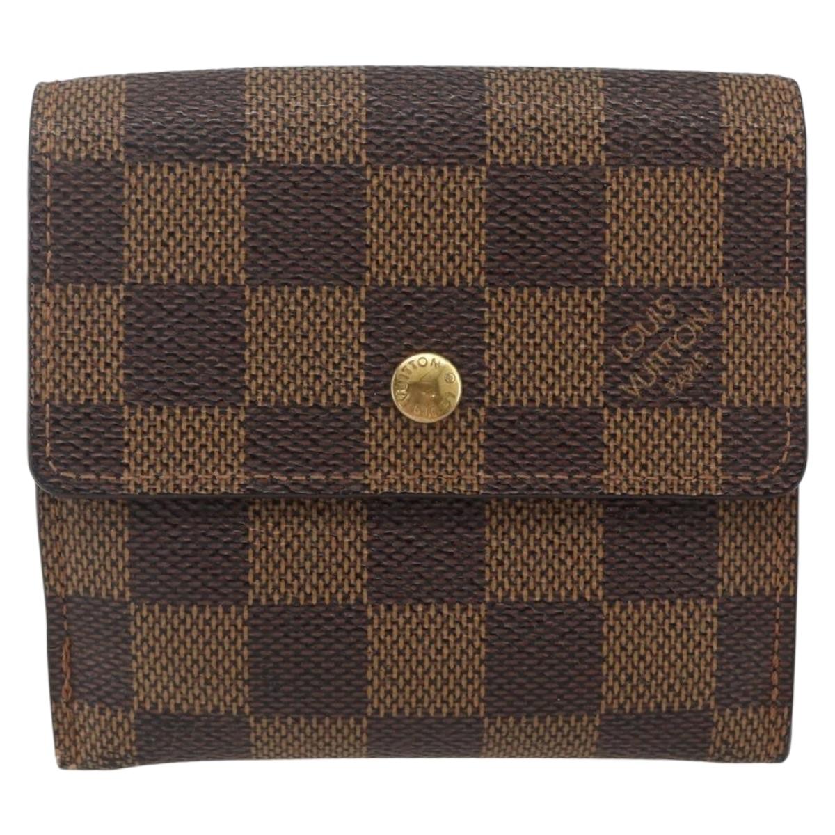 LOUIS VUITTON Damier Ebene Porte Monnaie Billets Cartes N61652 LV Auth 157491