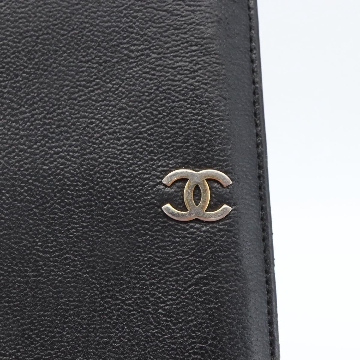 CHANEL Day Planner Cover Leather Black Gold CC Auth 157492