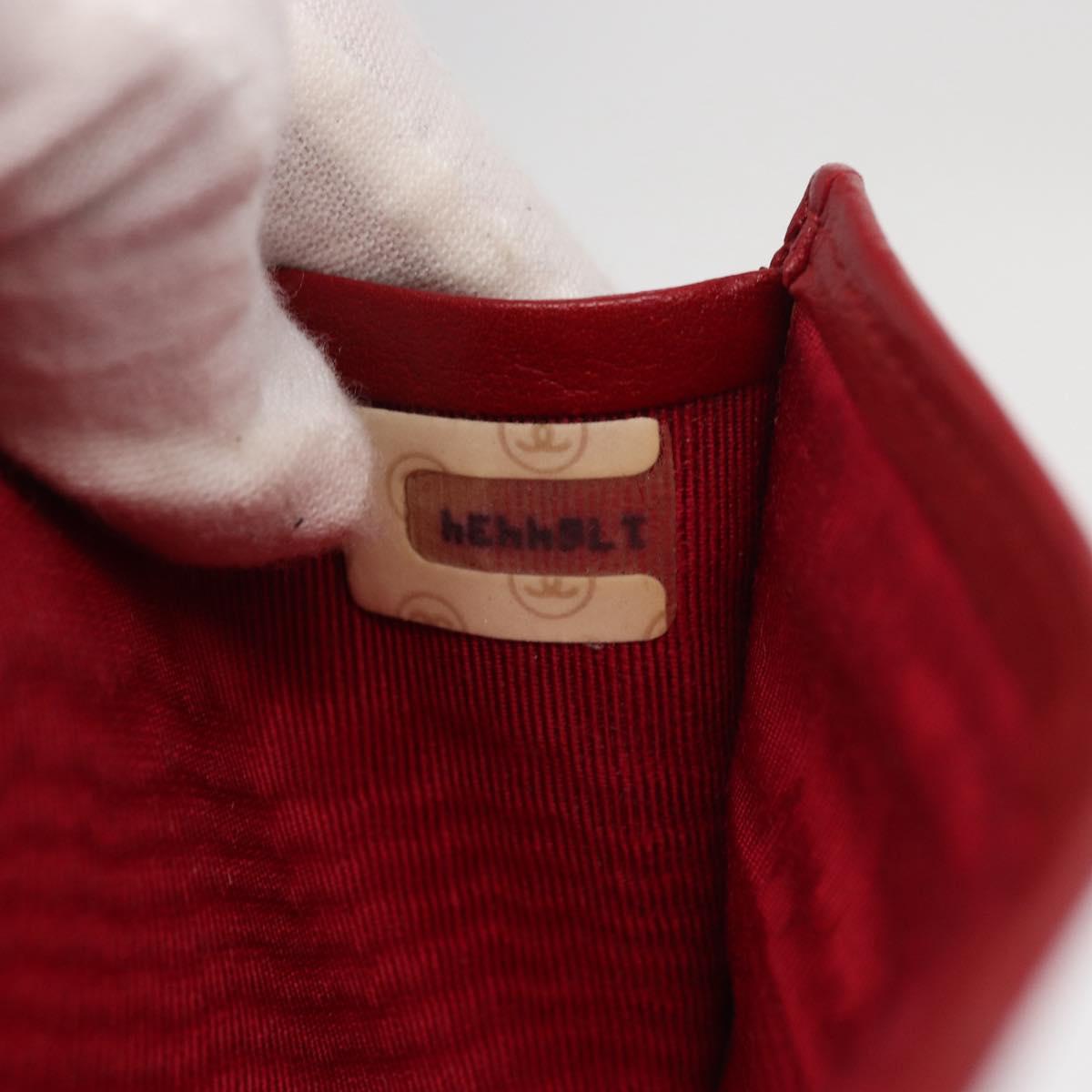 CHANEL Matelasse Wallet Lamb Skin Red CC Auth 157494