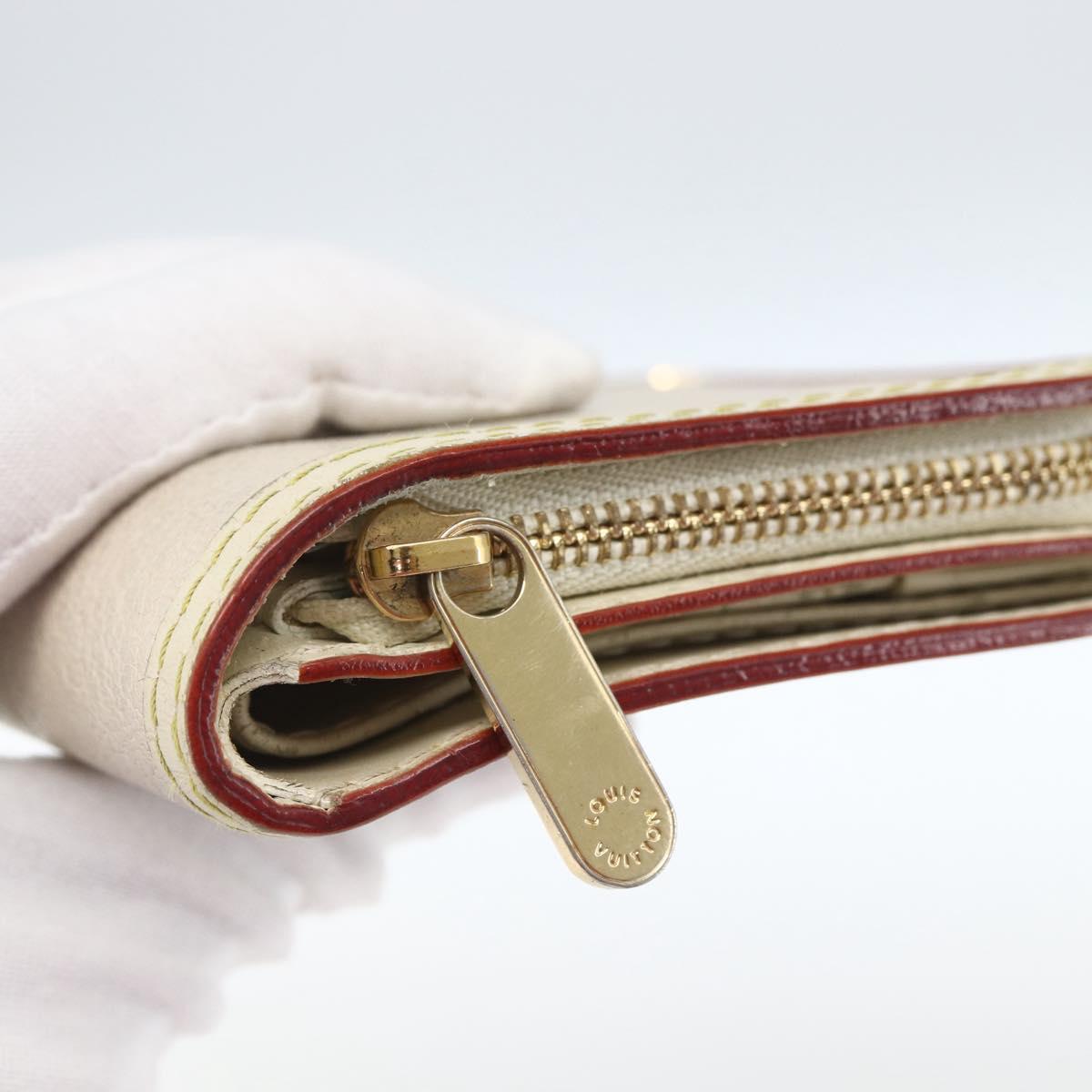 LOUIS VUITTON Suhari Compact Zip Wallet Leather Ivory M91831 LV Auth 157496