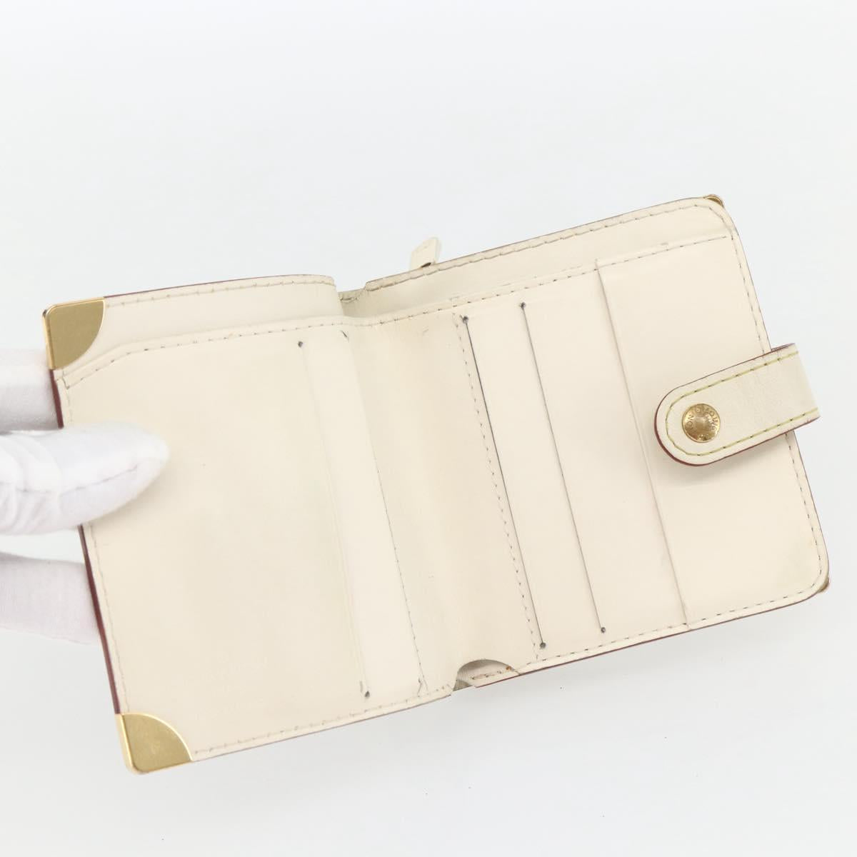 LOUIS VUITTON Suhari Compact Zip Wallet Leather Ivory M91831 LV Auth 157496