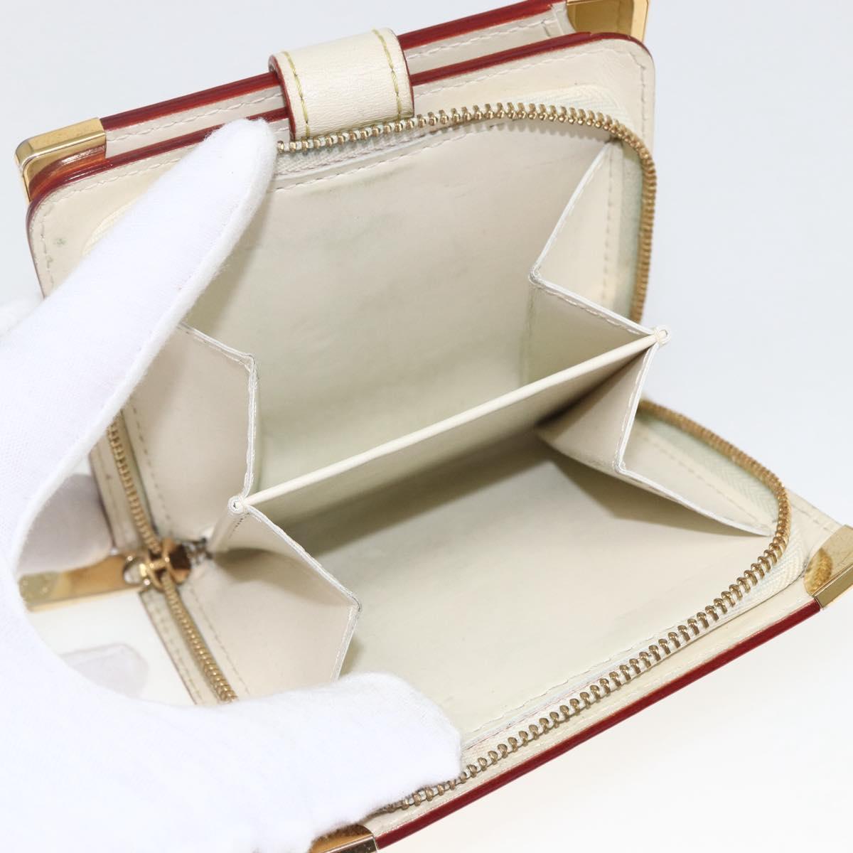 LOUIS VUITTON Suhari Compact Zip Wallet Leather Ivory M91831 LV Auth 157496