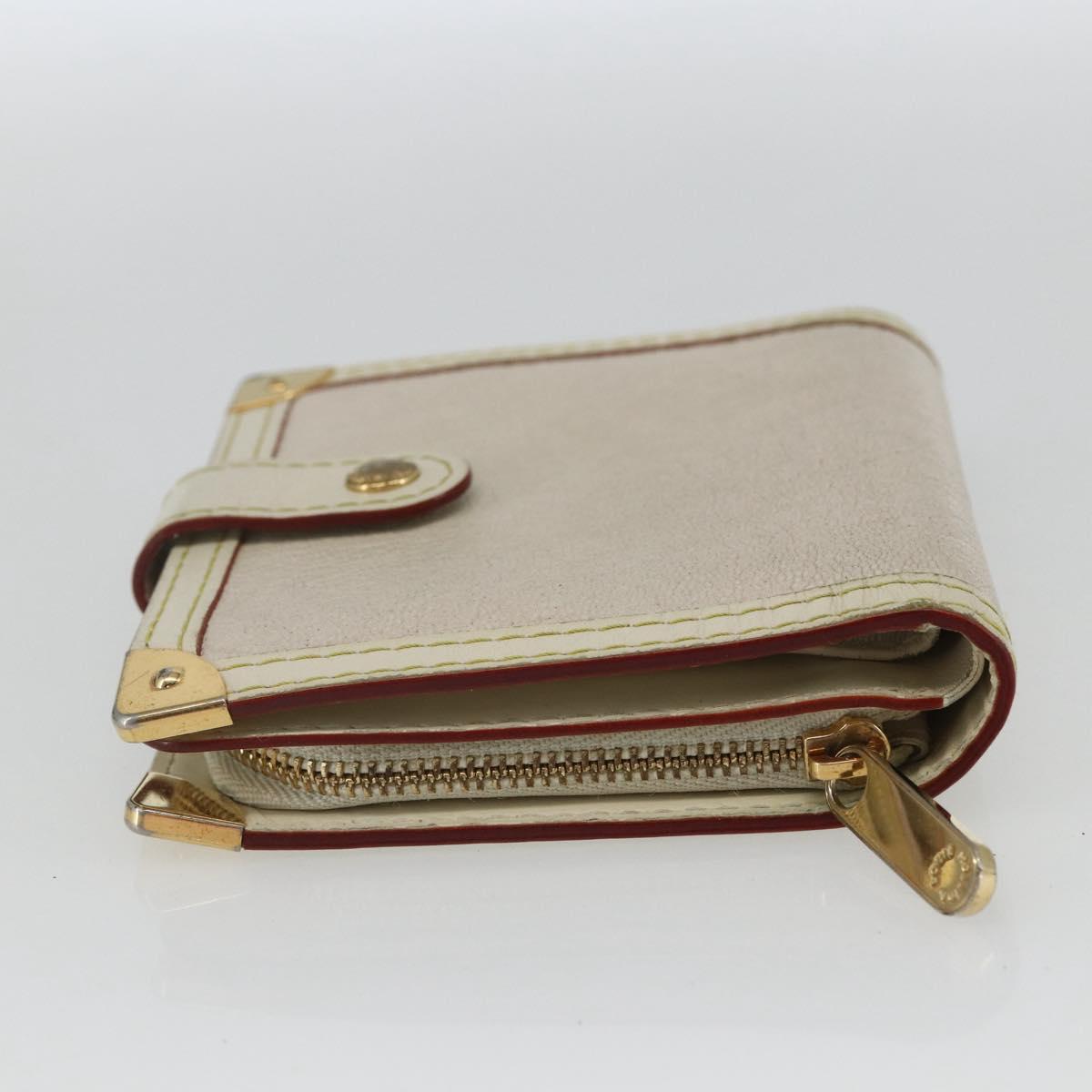 LOUIS VUITTON Suhari Compact Zip Wallet Leather Ivory M91831 LV Auth 157496