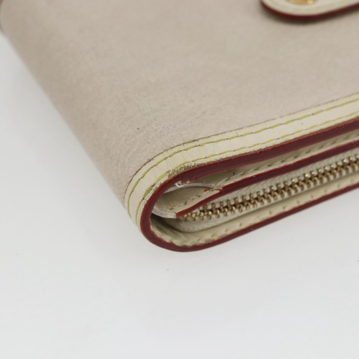 LOUIS VUITTON Suhari Compact Zip Wallet Leather Ivory M91831 LV Auth 157496