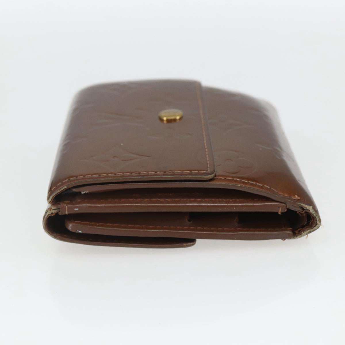 LOUIS VUITTON Vernis Portefeuille Elise Wallet Bronze M91170 Auth 157502