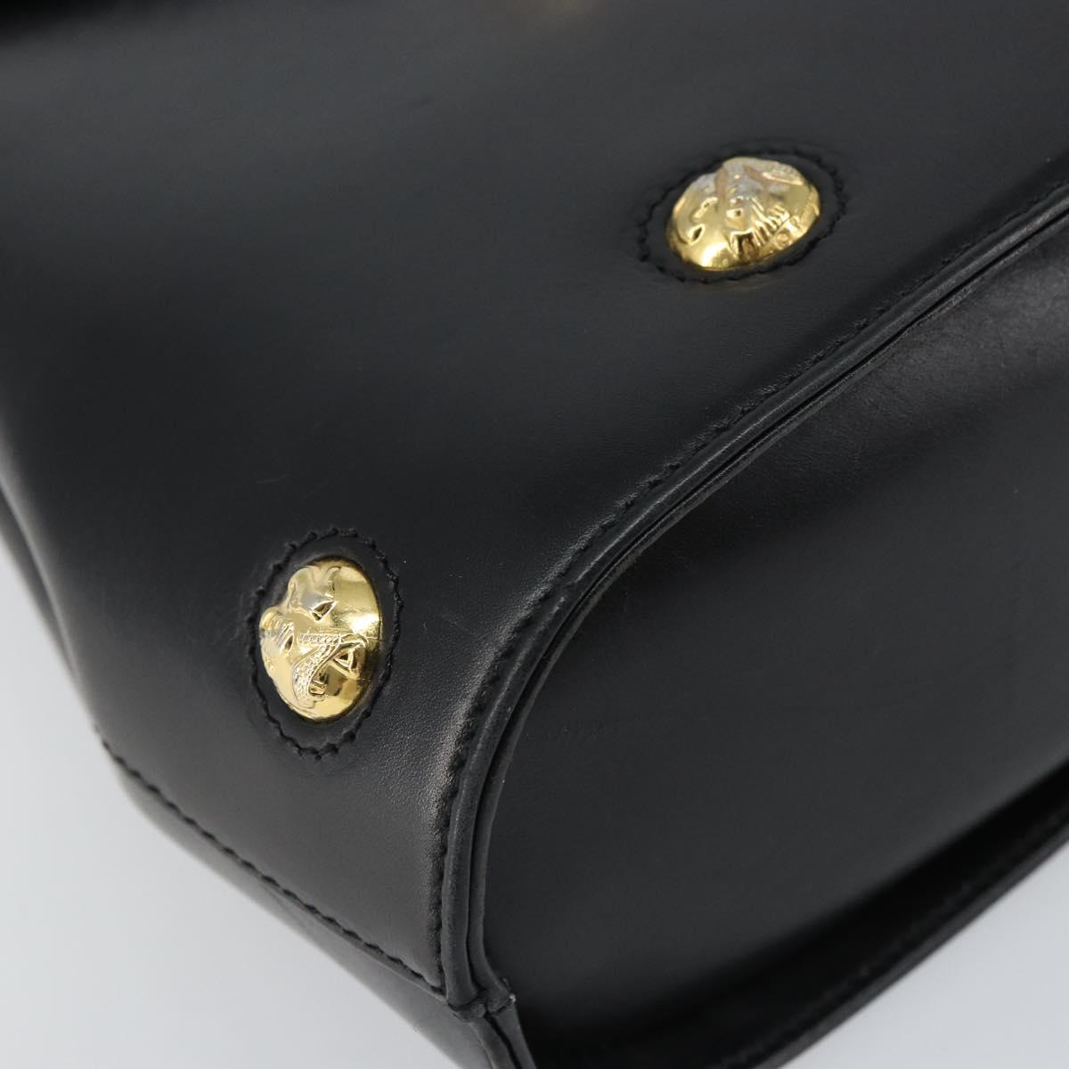 Salvatore Ferragamo Hand Bag Leather Black Gold Auth 157508