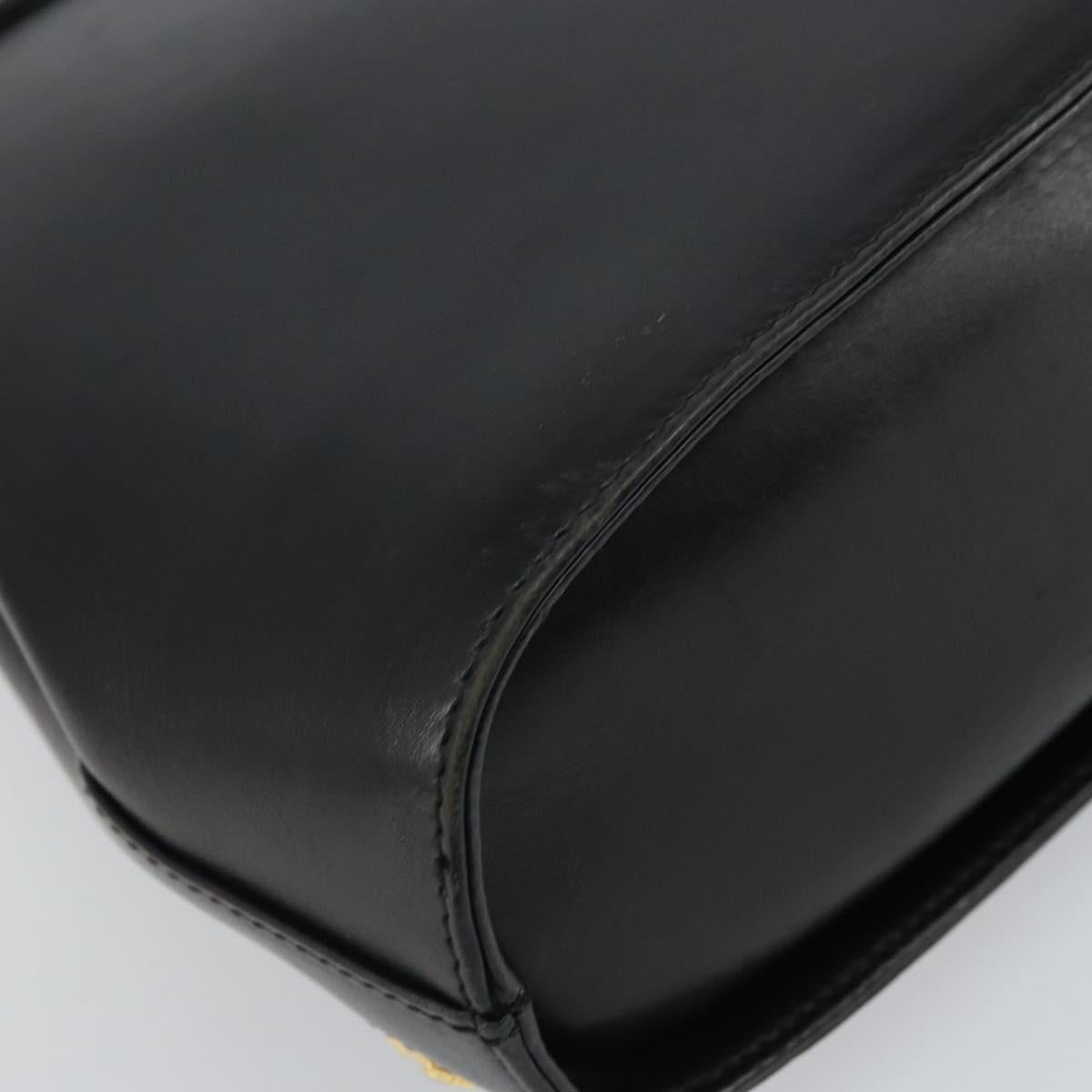 Salvatore Ferragamo Hand Bag Leather Black Gold Auth 157508