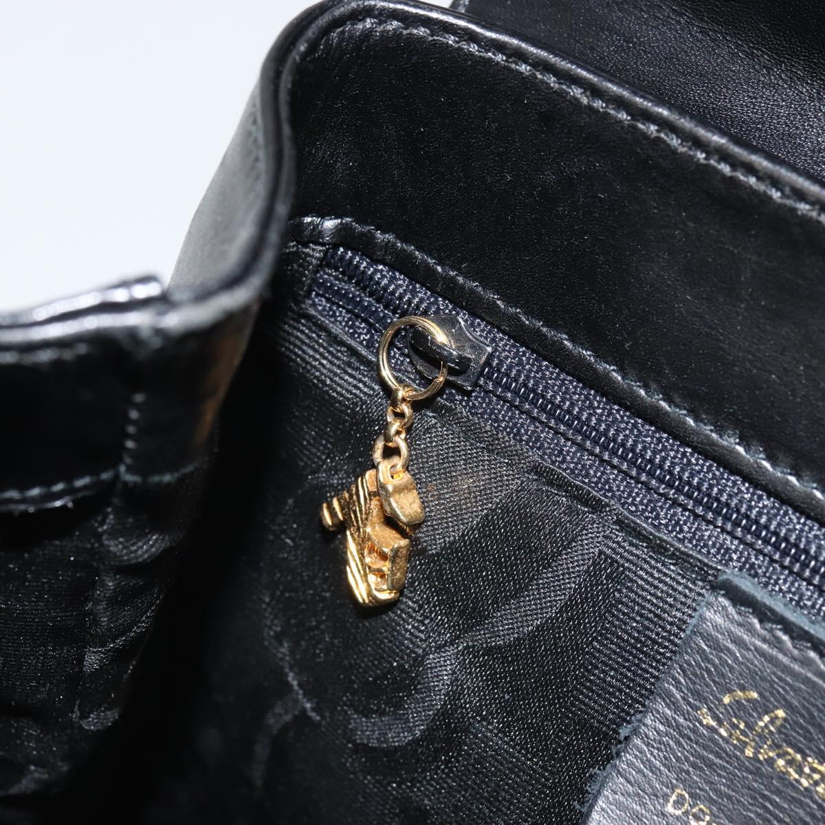 Salvatore Ferragamo Hand Bag Leather Black Gold Auth 157508