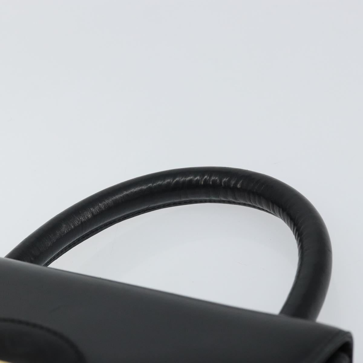 Salvatore Ferragamo Hand Bag Leather Black Gold Auth 157508