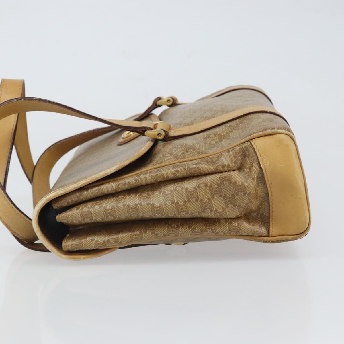 CELINE Macadam Canvas Hand Bag PVC Beige Gold Auth 157509