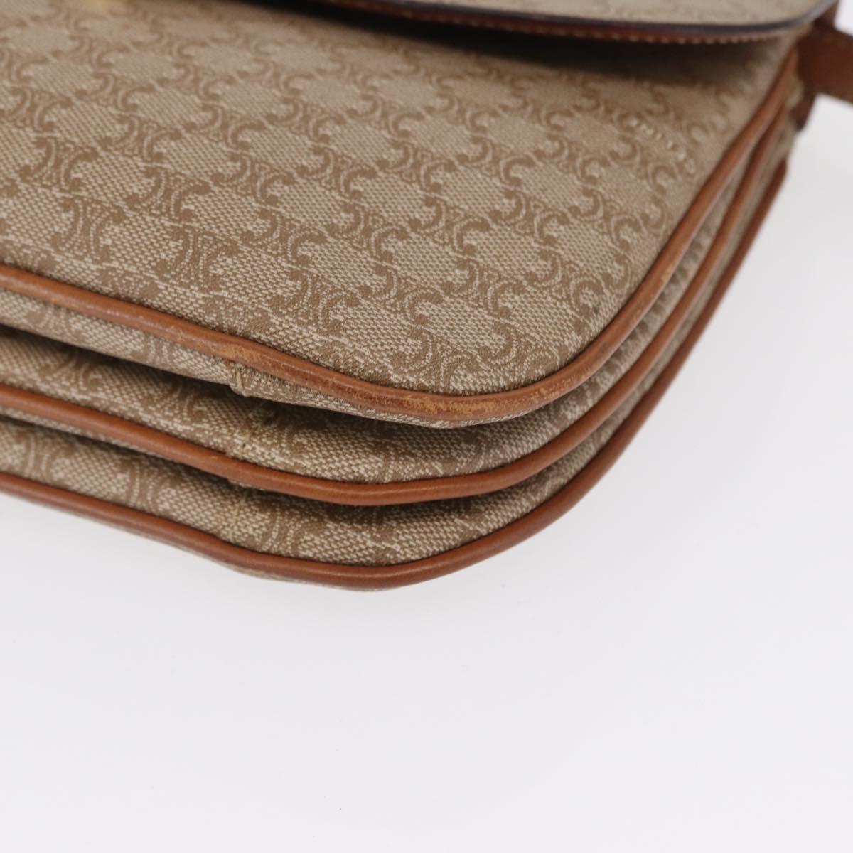 CELINE Macadam Canvas Shoulder Bag PVC Beige Gold Auth 157511