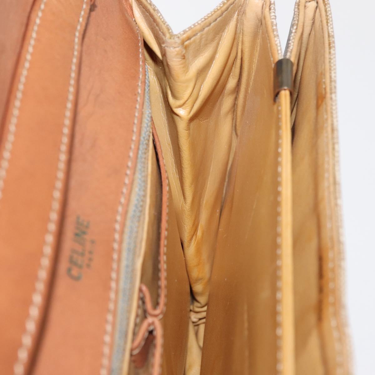 CELINE Macadam Canvas Shoulder Bag PVC Beige Gold Auth 157511
