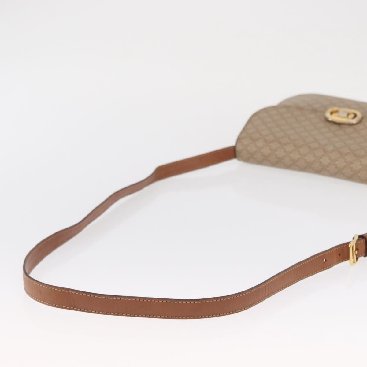 CELINE Macadam Canvas Shoulder Bag PVC Beige Gold Auth 157511
