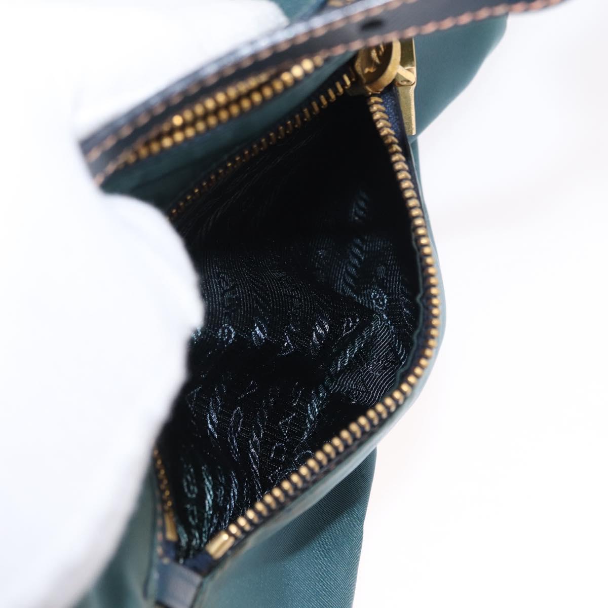 PRADA Accessory Pouch Nylon Green Gold Auth 157520