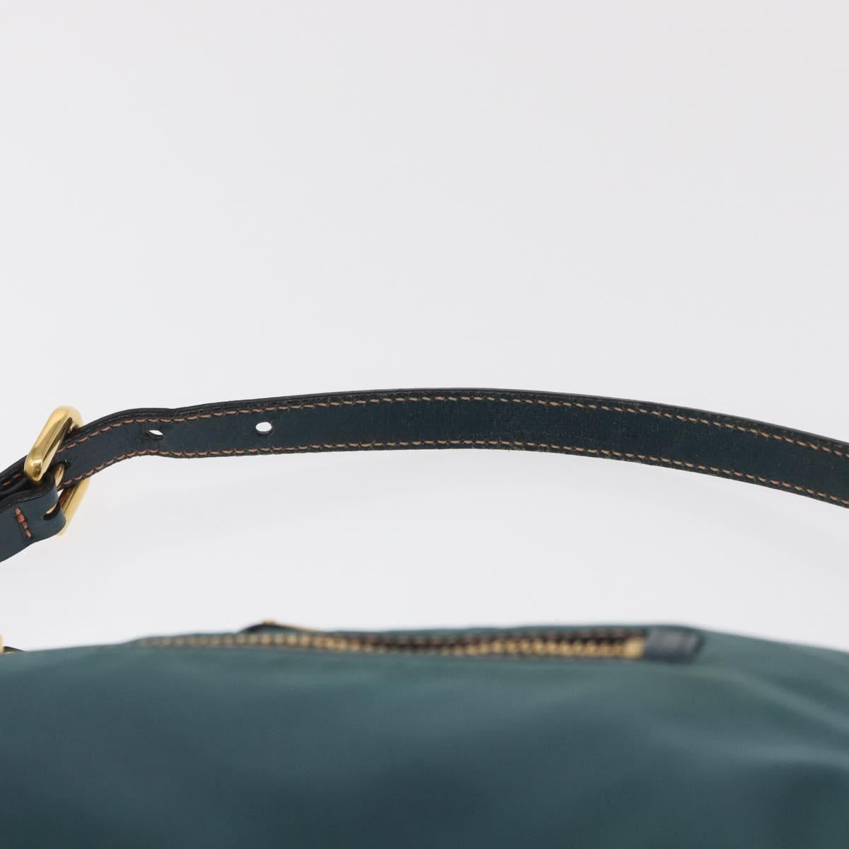 PRADA Accessory Pouch Nylon Green Gold Auth 157520