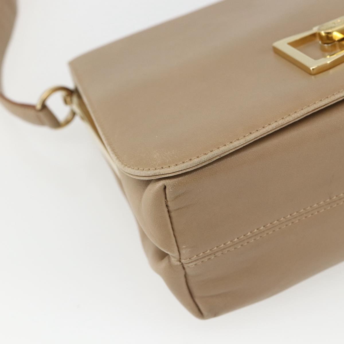 Salvatore Ferragamo Shoulder Bag Leather Beige Gold Auth 157525V