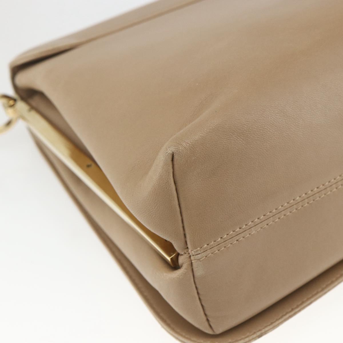 Salvatore Ferragamo Shoulder Bag Leather Beige Gold Auth 157525V