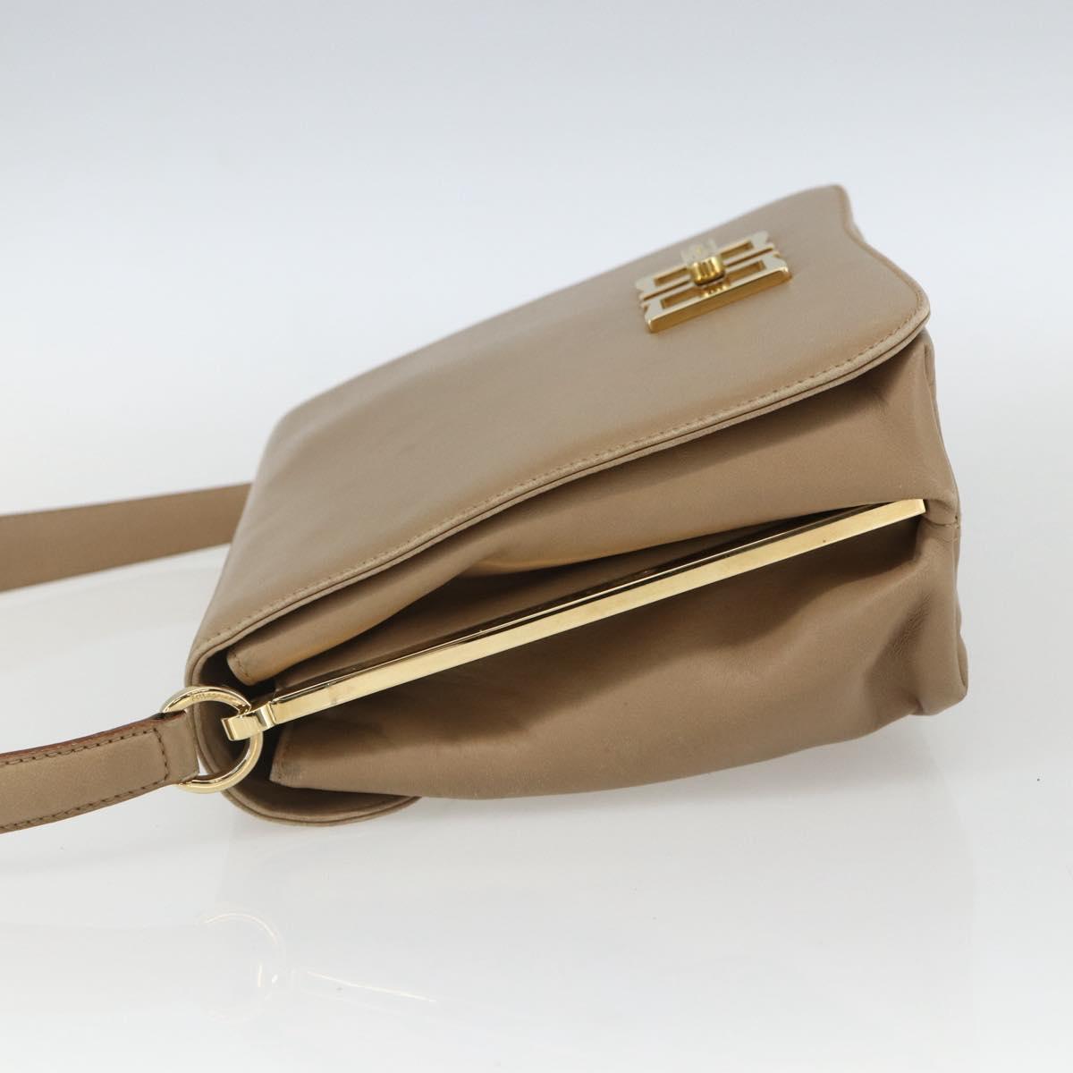 Salvatore Ferragamo Shoulder Bag Leather Beige Gold Auth 157525V