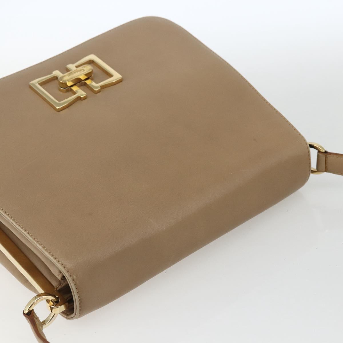 Salvatore Ferragamo Shoulder Bag Leather Beige Gold Auth 157525V