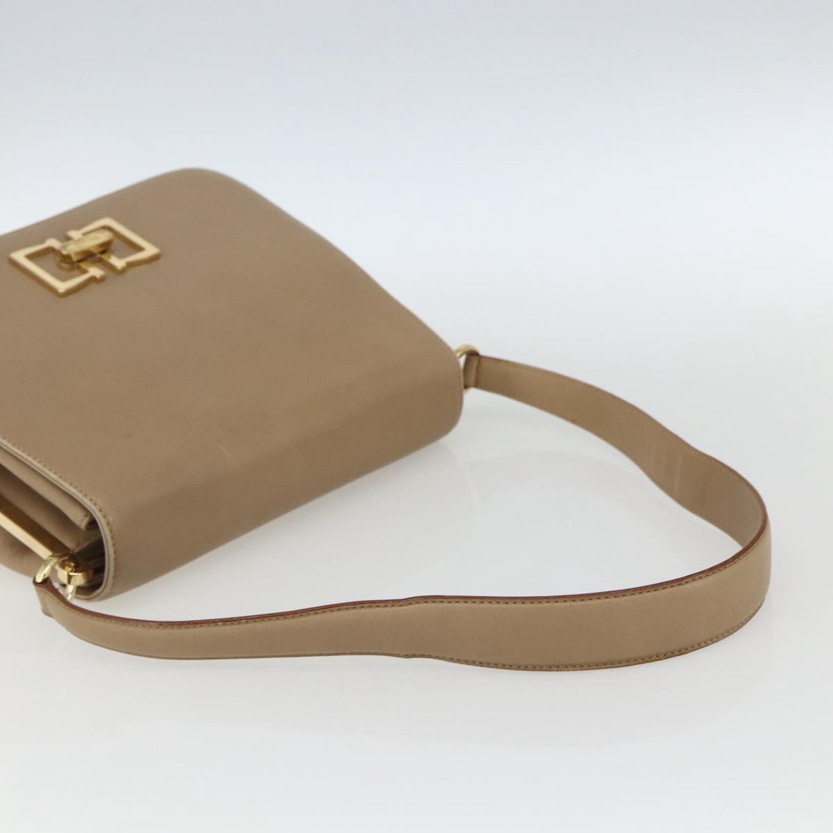 Salvatore Ferragamo Shoulder Bag Leather Beige Gold Auth 157525V