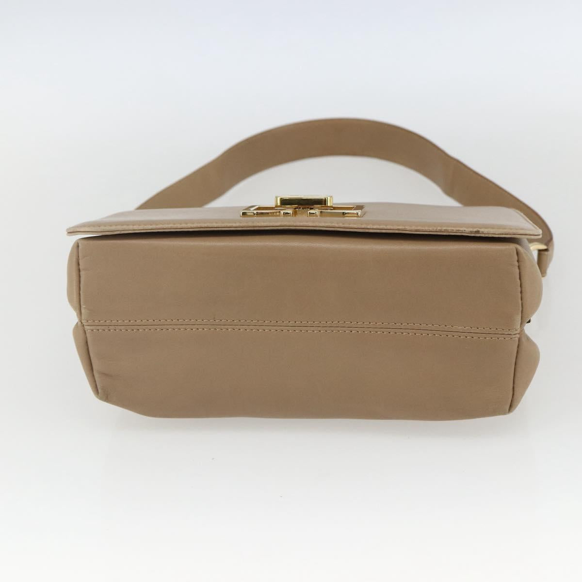Salvatore Ferragamo Shoulder Bag Leather Beige Gold Auth 157525V