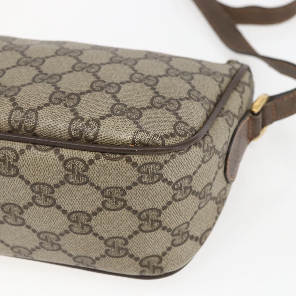 GUCCI GG Supreme Web Sherry Line Bag PVC Beige Gold 89 02 054 Auth 157528