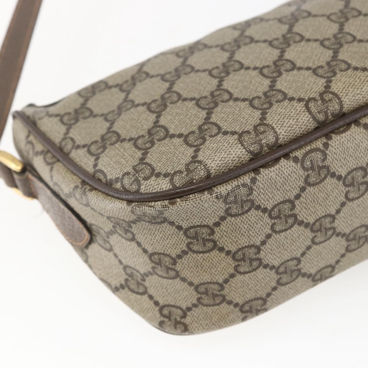 GUCCI GG Supreme Web Sherry Line Bag PVC Beige Gold 89 02 054 Auth 157528
