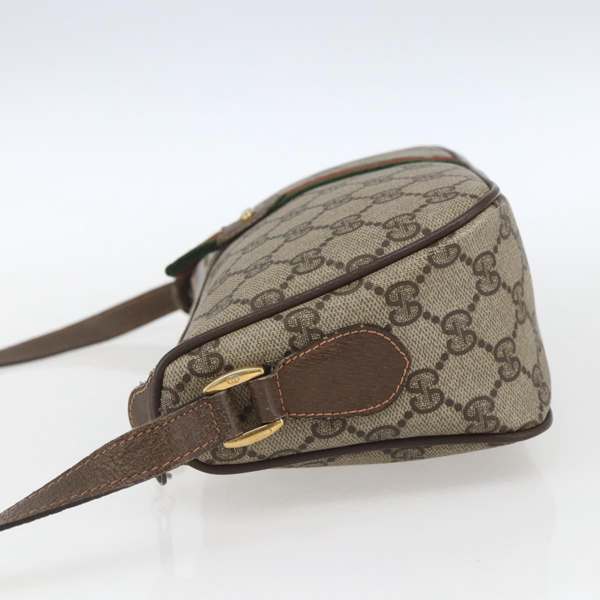 GUCCI GG Supreme Web Sherry Line Bag PVC Beige Gold 89 02 054 Auth 157528