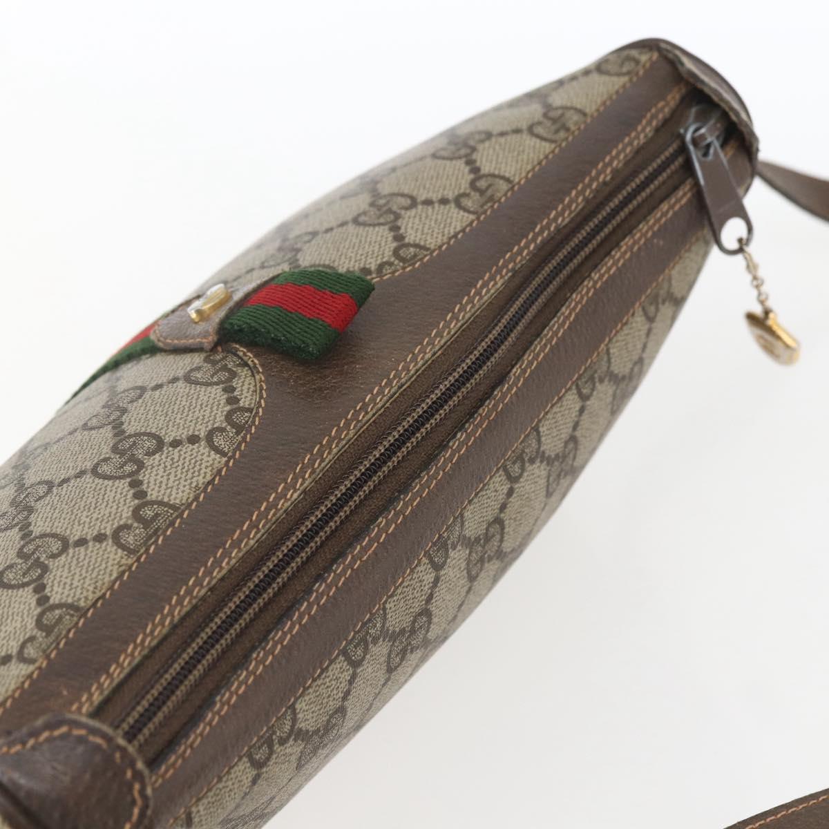 GUCCI GG Supreme Web Sherry Line Bag PVC Beige Gold 89 02 054 Auth 157528