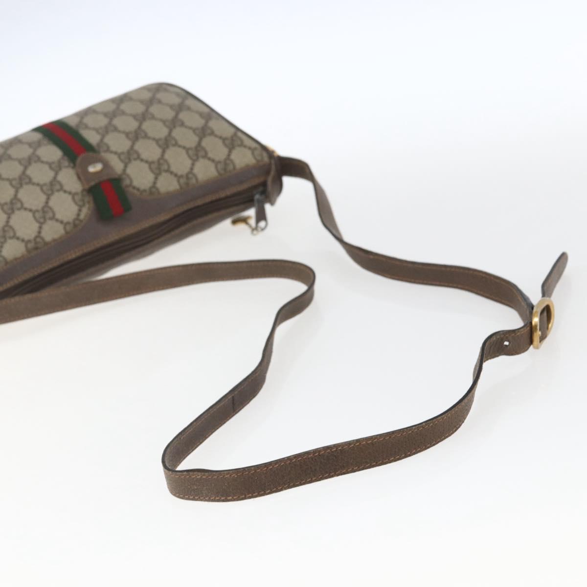 GUCCI GG Supreme Web Sherry Line Bag PVC Beige Gold 89 02 054 Auth 157528