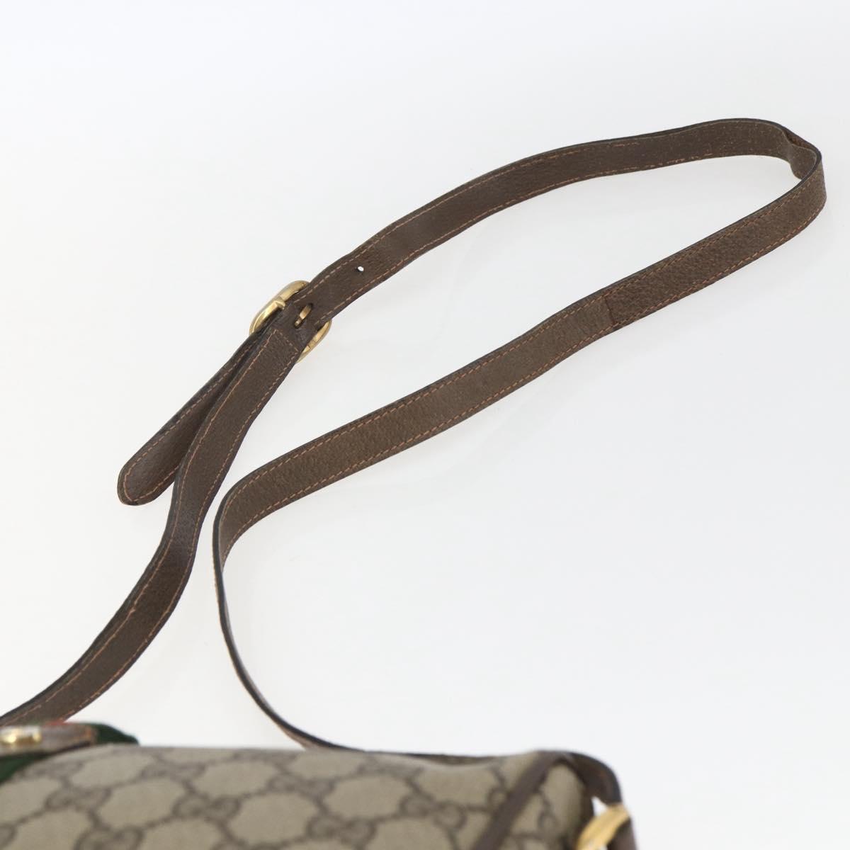 GUCCI GG Supreme Web Sherry Line Bag PVC Beige Gold 89 02 054 Auth 157528
