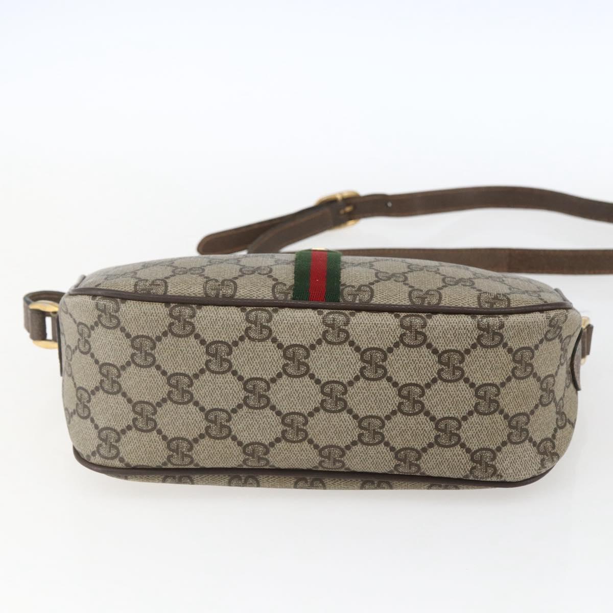 GUCCI GG Supreme Web Sherry Line Bag PVC Beige Gold 89 02 054 Auth 157528