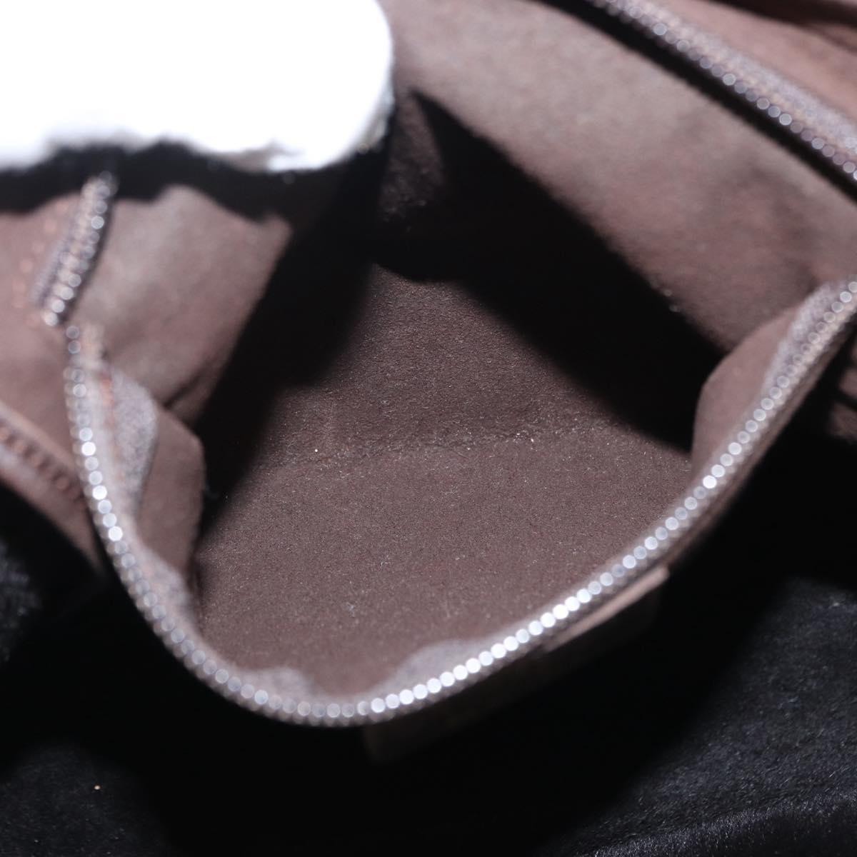 Salvatore Ferragamo Gancini Hand Bag Suede Brown Gold Auth 157530
