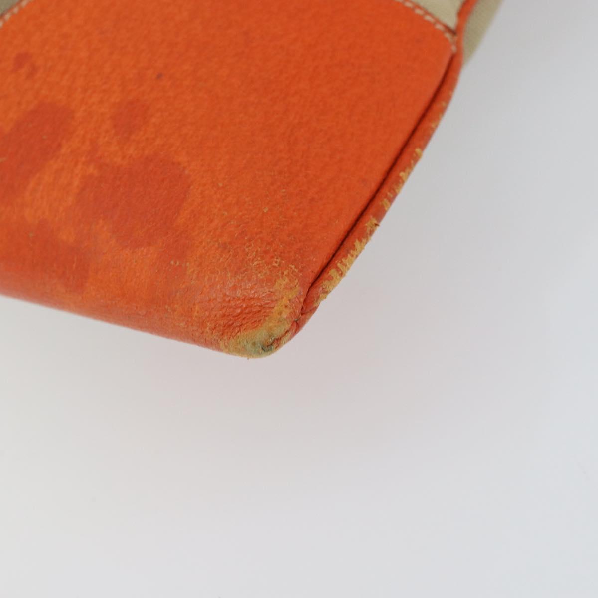 PRADA Hand Bag Canvas Beige Silver Auth 157531