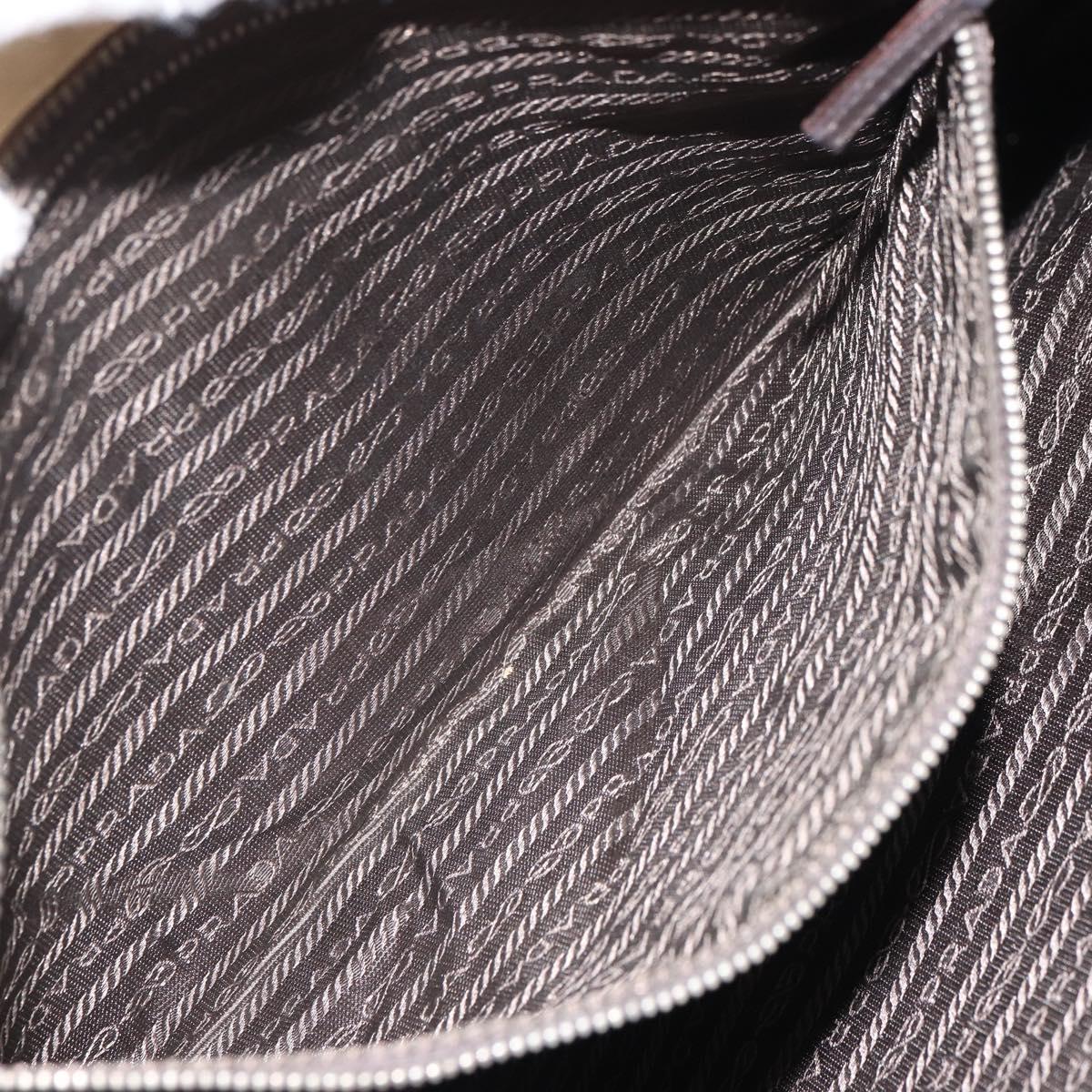 PRADA Hand Bag Canvas Beige Silver Auth 157531