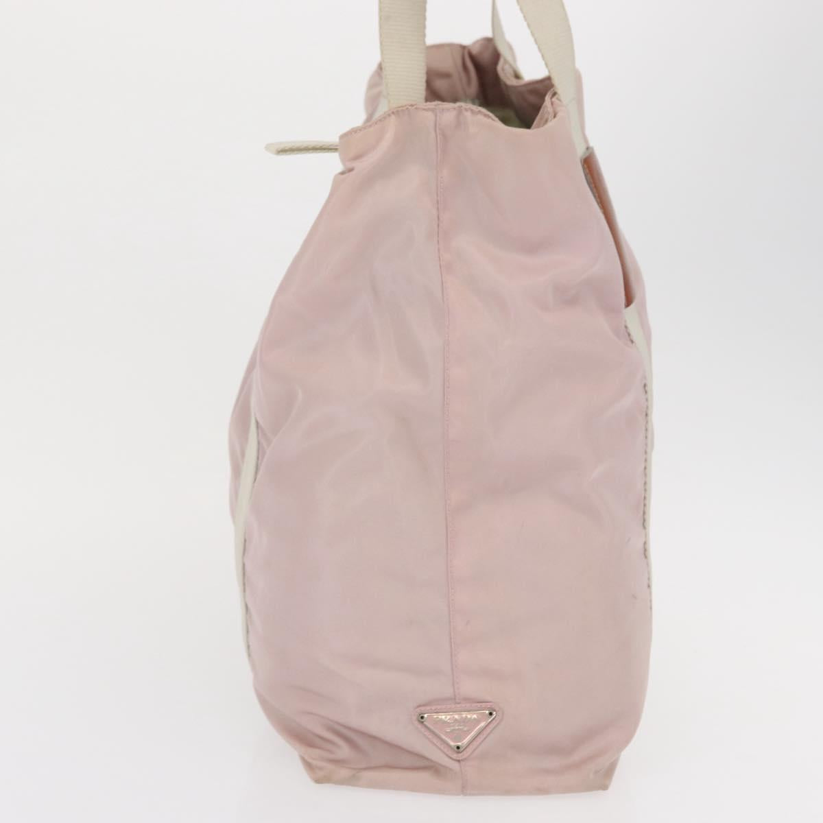 PRADA Tote Bag Nylon Pink Silver Auth 157534