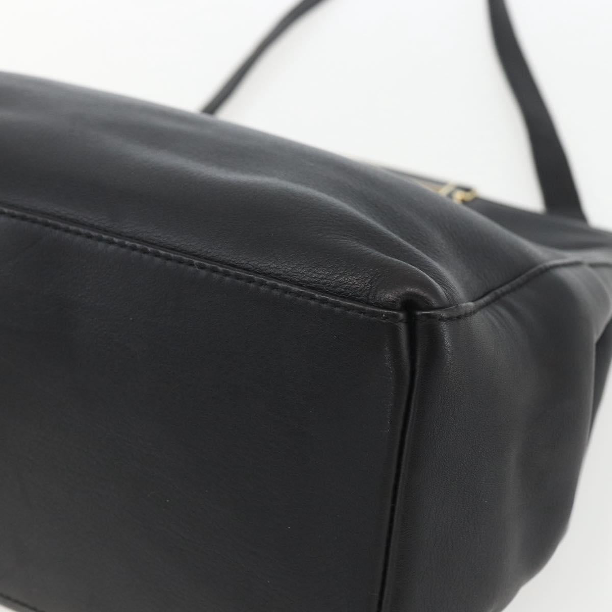 Salvatore Ferragamo Hand Bag Leather 2way Black Gold Auth 157535V