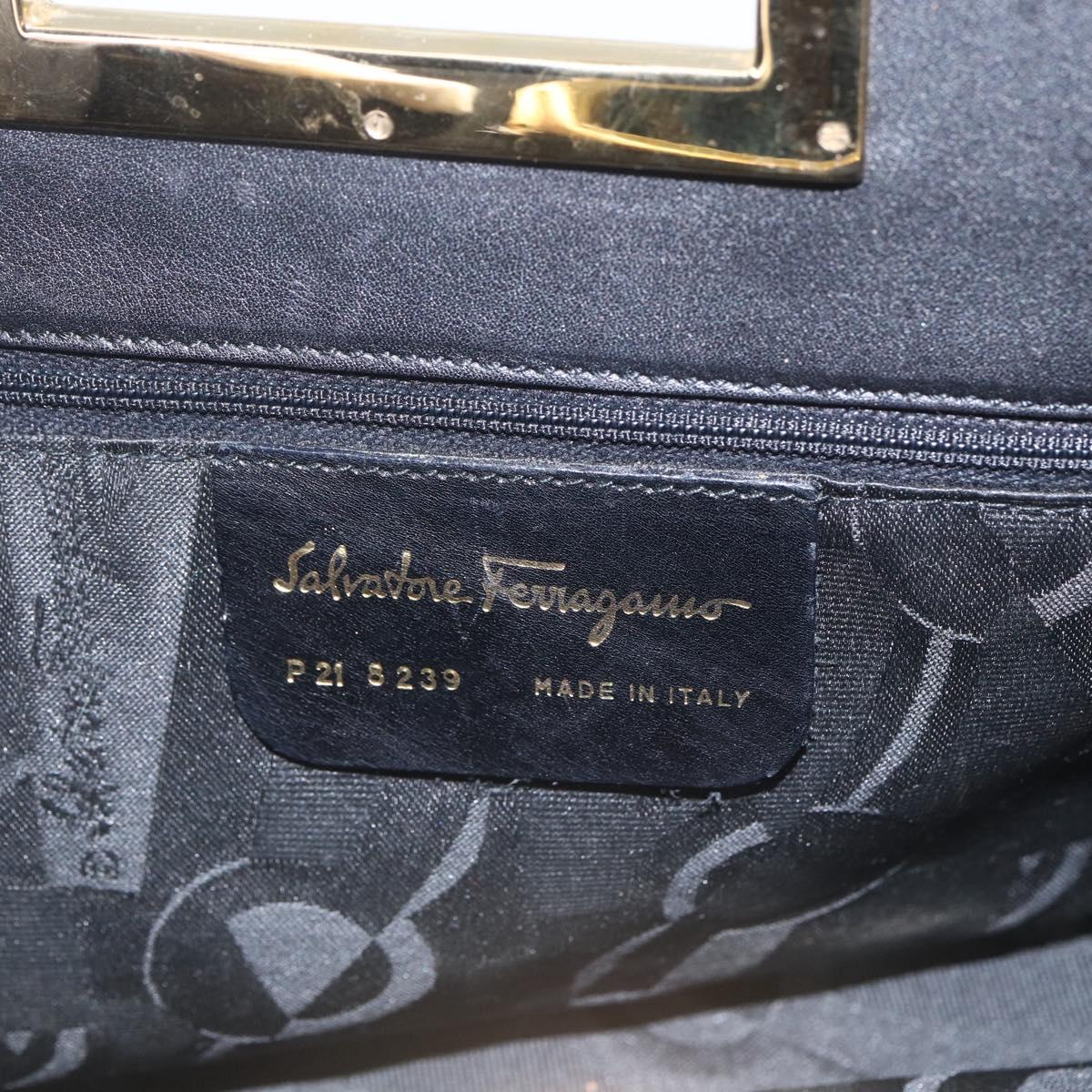 Salvatore Ferragamo Hand Bag Leather 2way Black Gold Auth 157535V