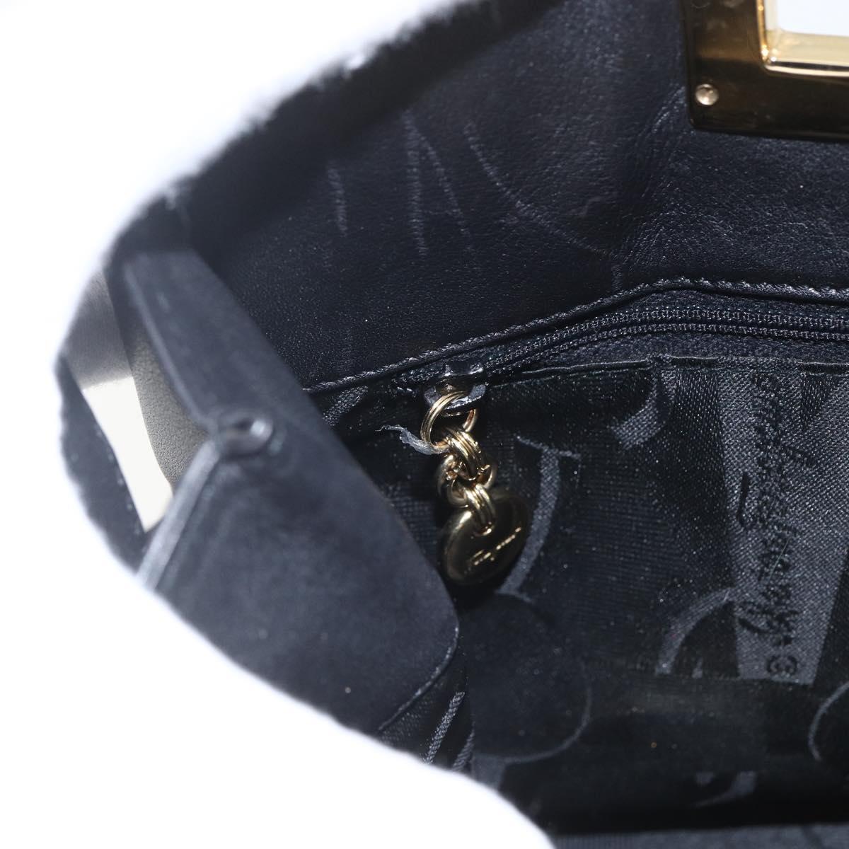 Salvatore Ferragamo Hand Bag Leather 2way Black Gold Auth 157535V