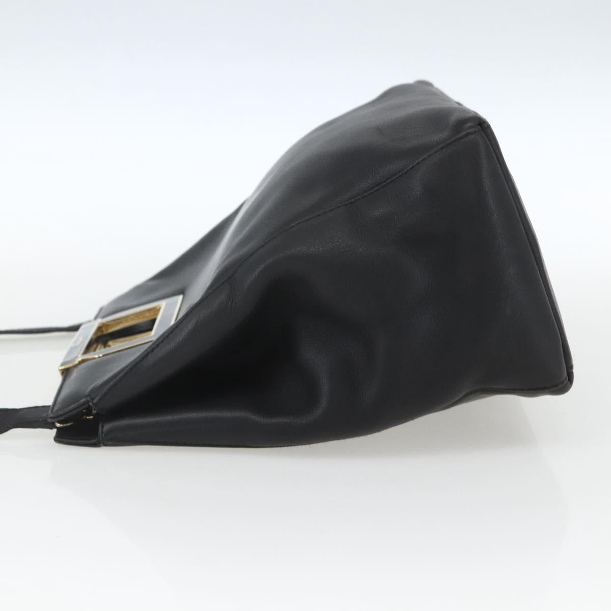 Salvatore Ferragamo Hand Bag Leather 2way Black Gold Auth 157535V