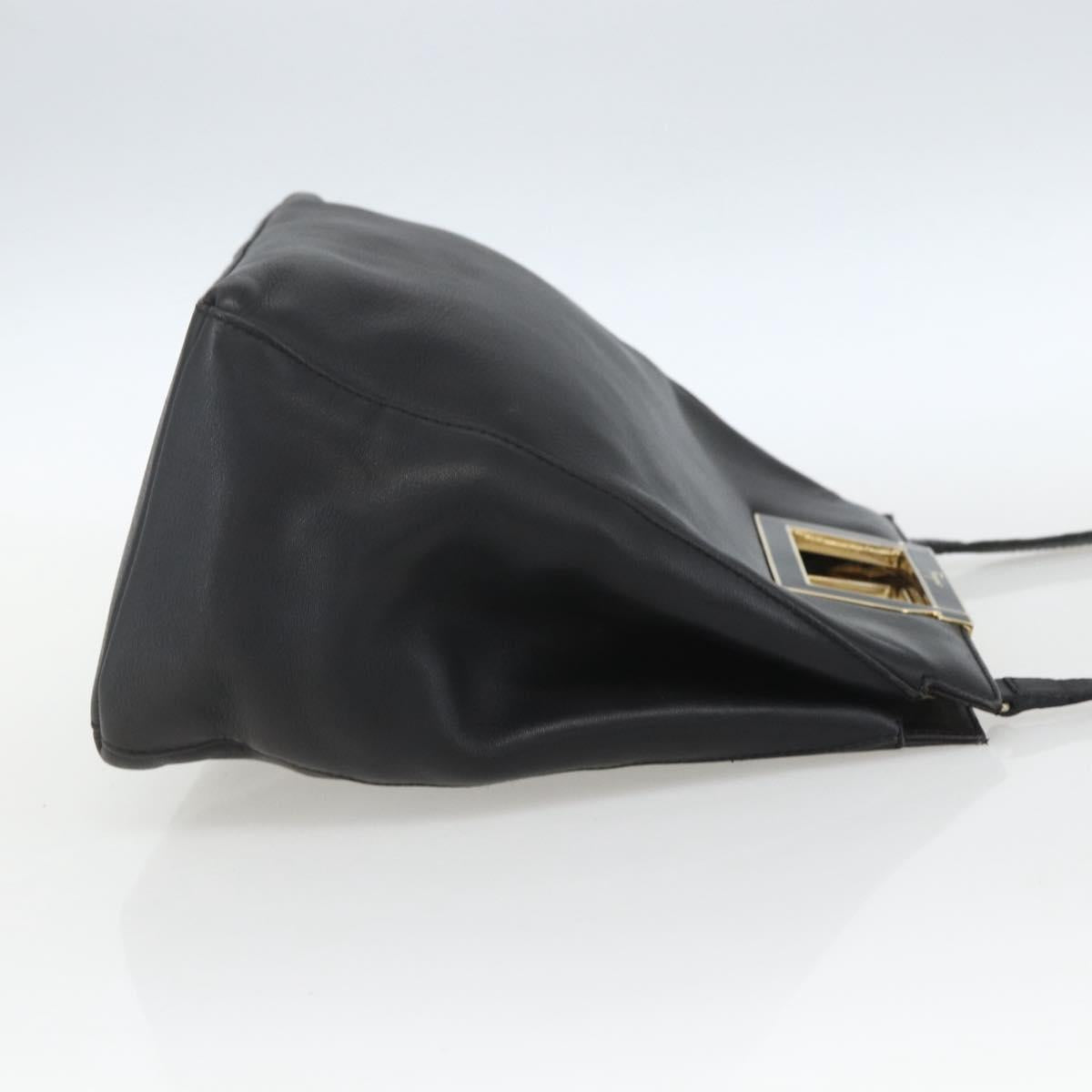 Salvatore Ferragamo Hand Bag Leather 2way Black Gold Auth 157535V