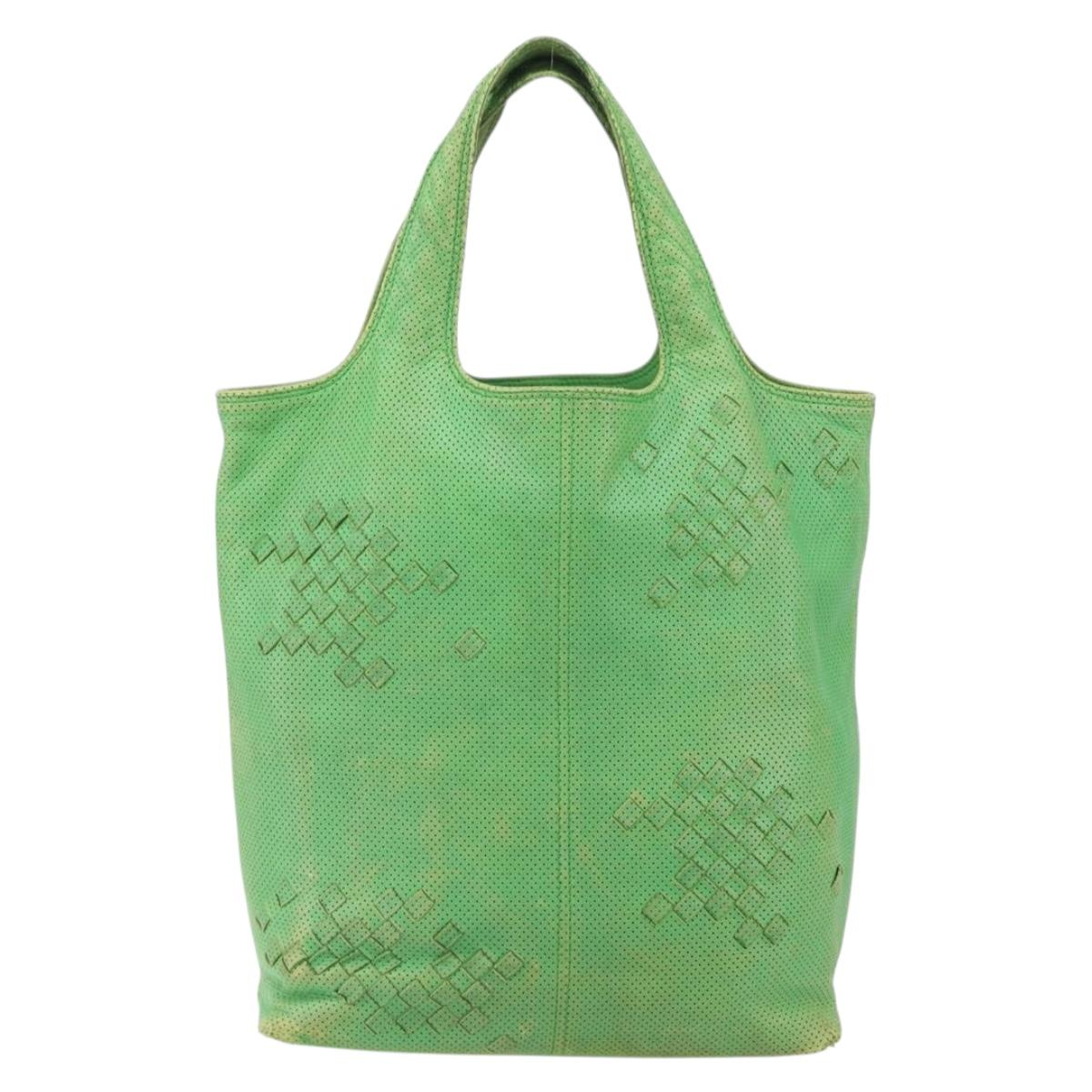 BOTTEGA VENETA INTRECCIATO Tote Bag Leather Green 131673 Auth 157536