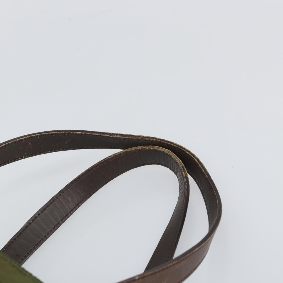 PRADA Tote Bag Nylon Green Silver Auth 157537