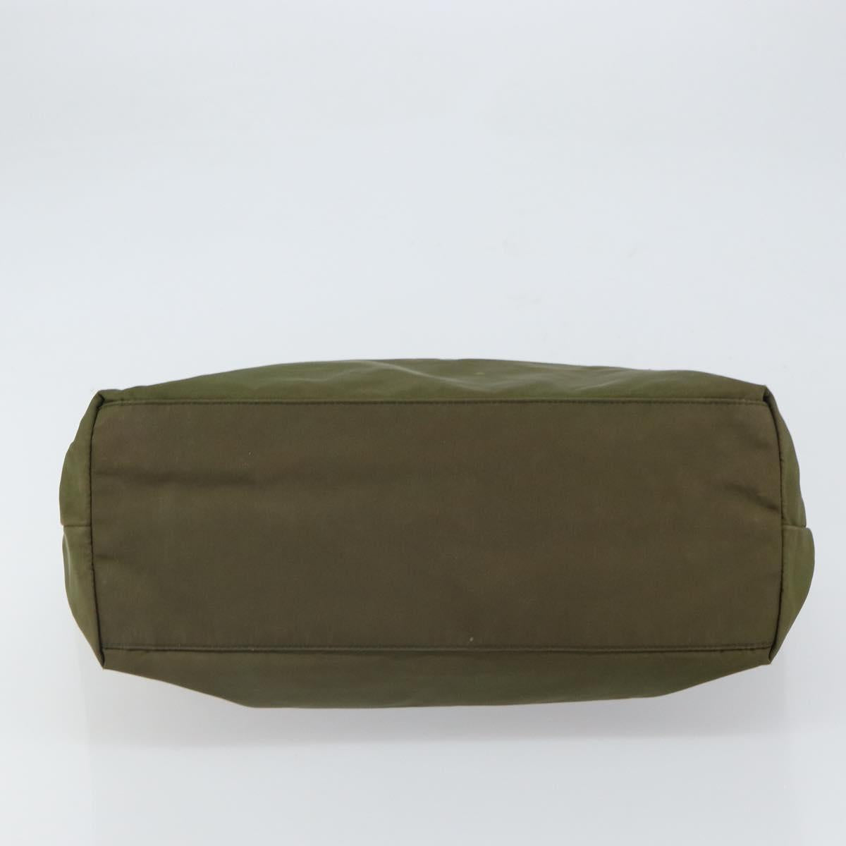 PRADA Tote Bag Nylon Green Silver Auth 157537