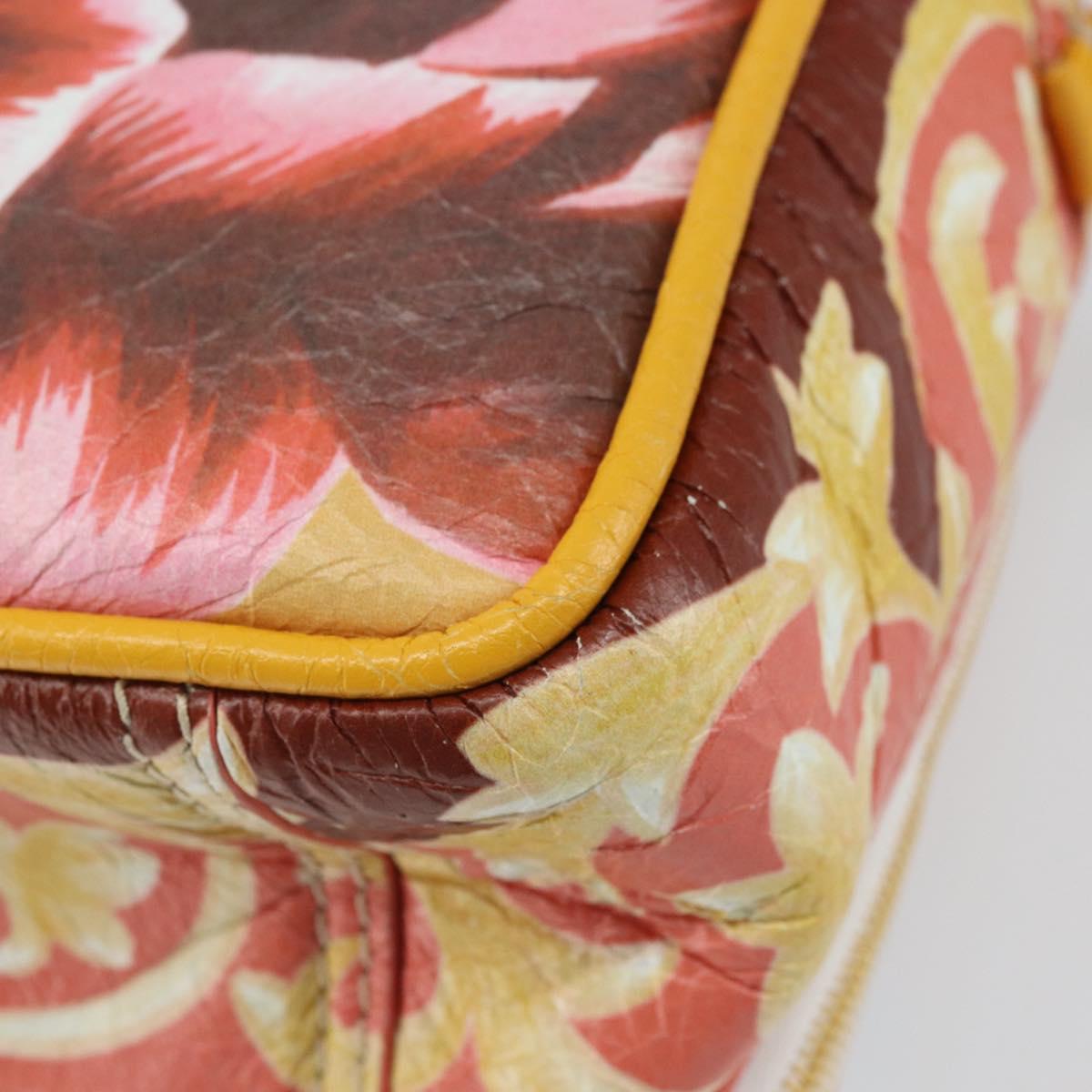 BALENCIAGA Flower Hand Bag Canvas 2way Pink Silver Auth 157542V