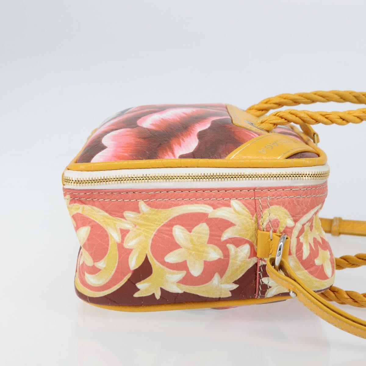 BALENCIAGA Flower Hand Bag Canvas 2way Pink Silver Auth 157542V