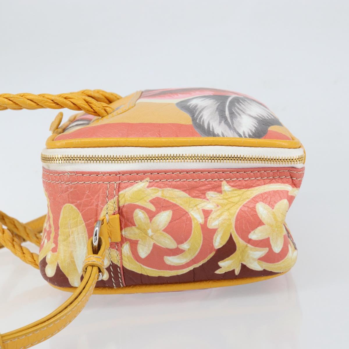 BALENCIAGA Flower Hand Bag Canvas 2way Pink Silver Auth 157542V